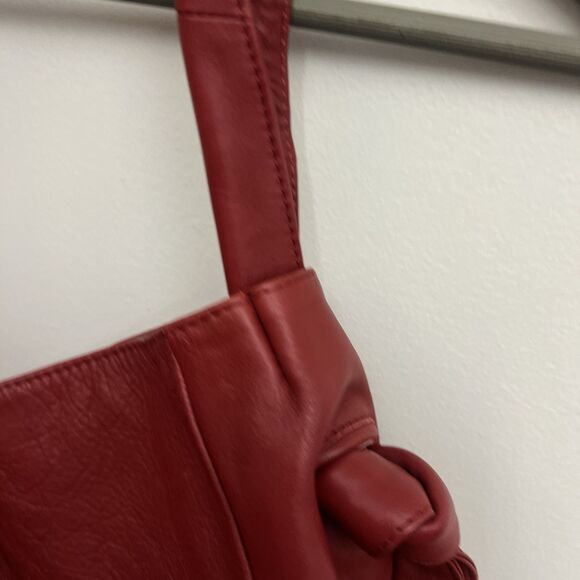 J.Jill Leather Hobo Slouch Tie Knot Large Red Handbag - Picture 8 of 16